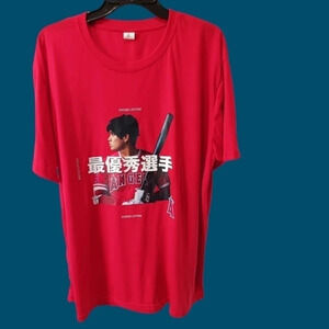 Shohei Ohtani 2021 mlb angels baseball t shirt red color size XLarge